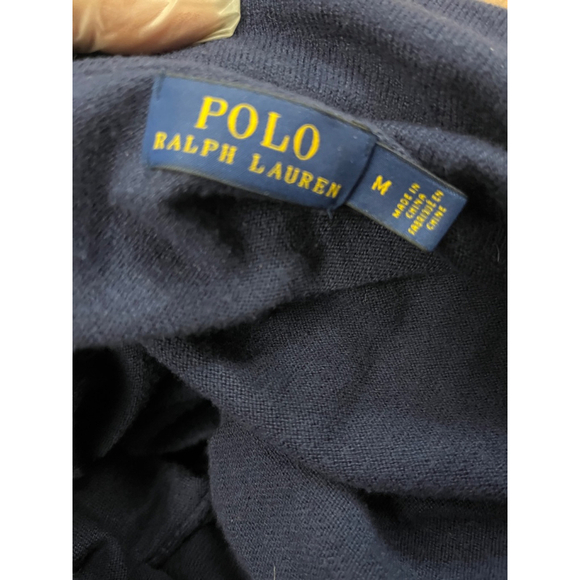 Men's Polo Ralph Lauren V-Neck Sweater Size M Navy Blue - Picture 8 of 9